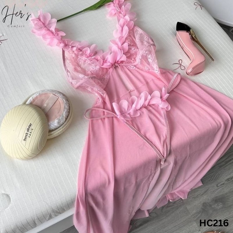 Seduluxe Lace Splicing Long Nightgown