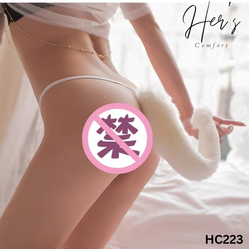 Faux Fur Tail Thong Panty for Women