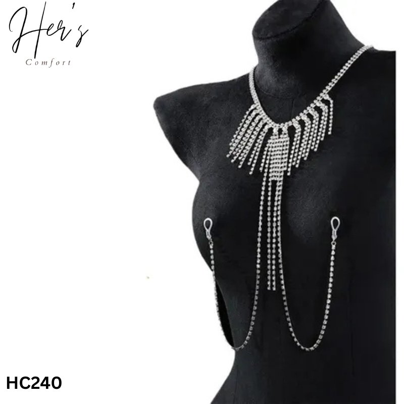 Elegant Rhinestone Harness Body Chain Necklace