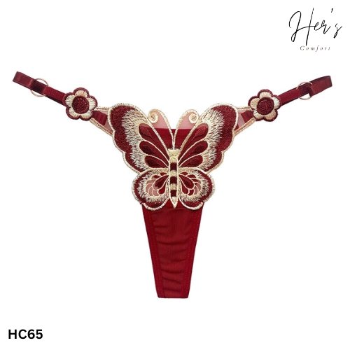 Adjustable Butterfly Embroidered Thong